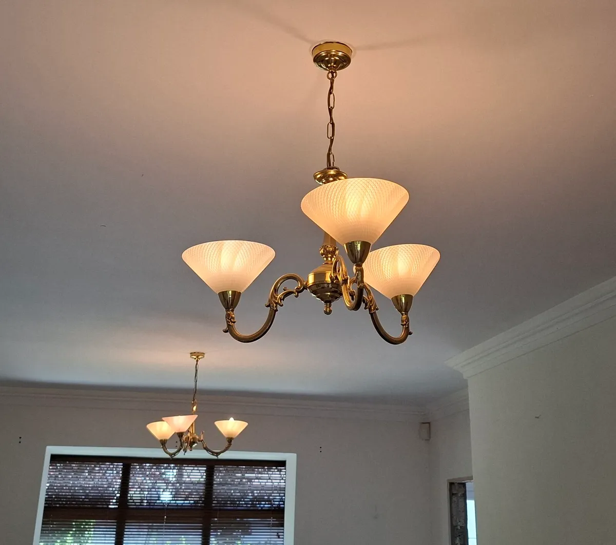 Brass ceiling lights( 2 available) like new - Image 1