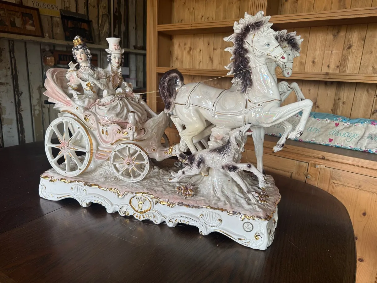 Extra large Capodimonte horses and carriage. - Image 1