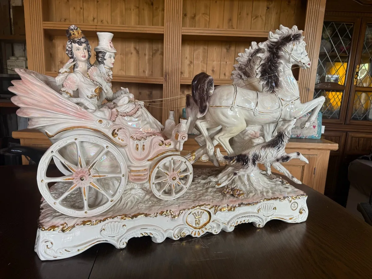 Extra large Capodimonte horses and carriage. - Image 4