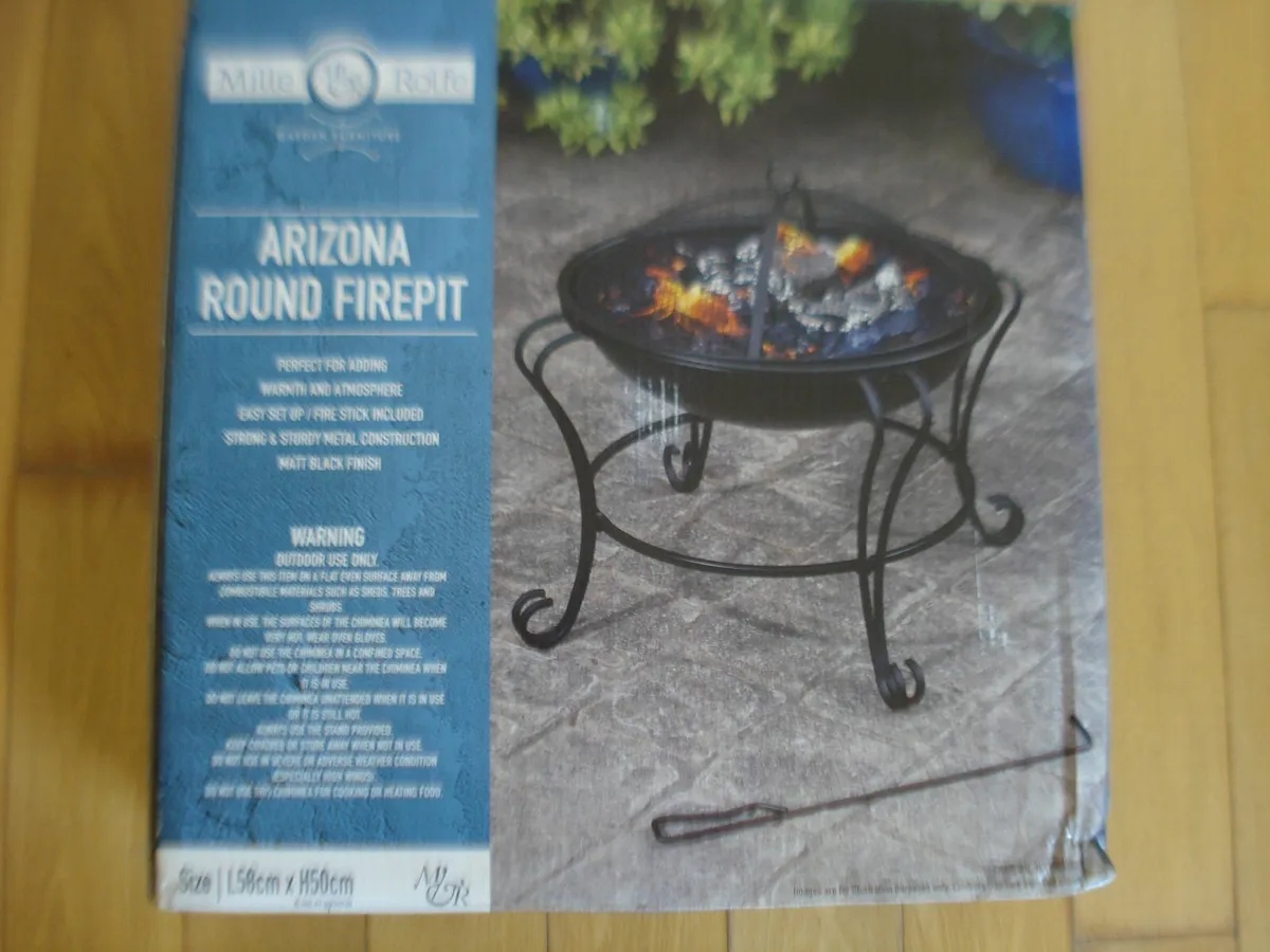 OUTDOOR GARDEN PATIO ROUND FIRE PIT. - Image 3
