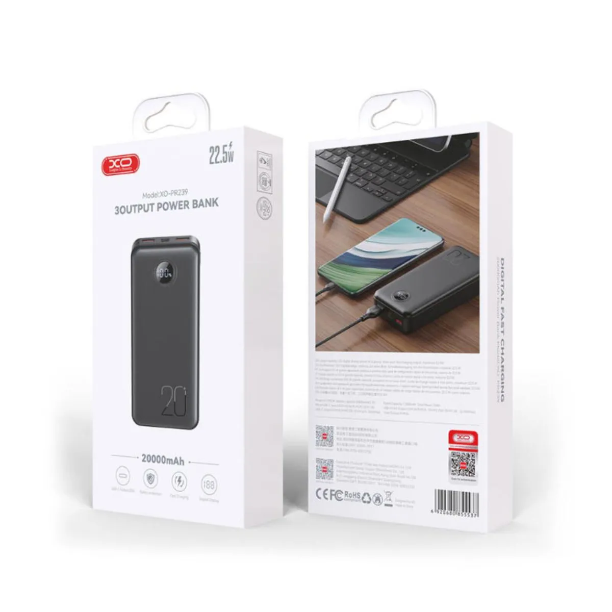 XO 20000mah Power Bank – 2 USB-A, 2 USB-C - Image 4