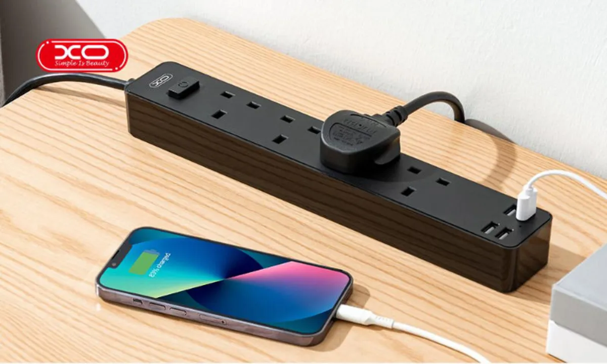 XO 4 USB Power Strip – 1.8m, Black - Image 4