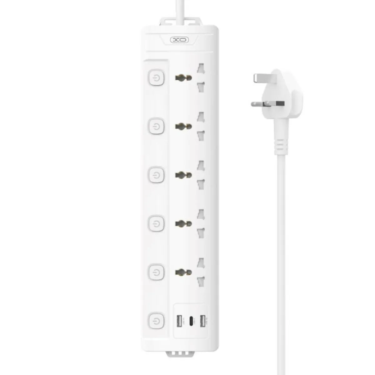 XO White Extension Lead – Multi Country, 4x USB - Image 1