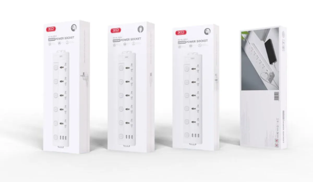 XO White Extension Lead – Multi Country, 4x USB - Image 2