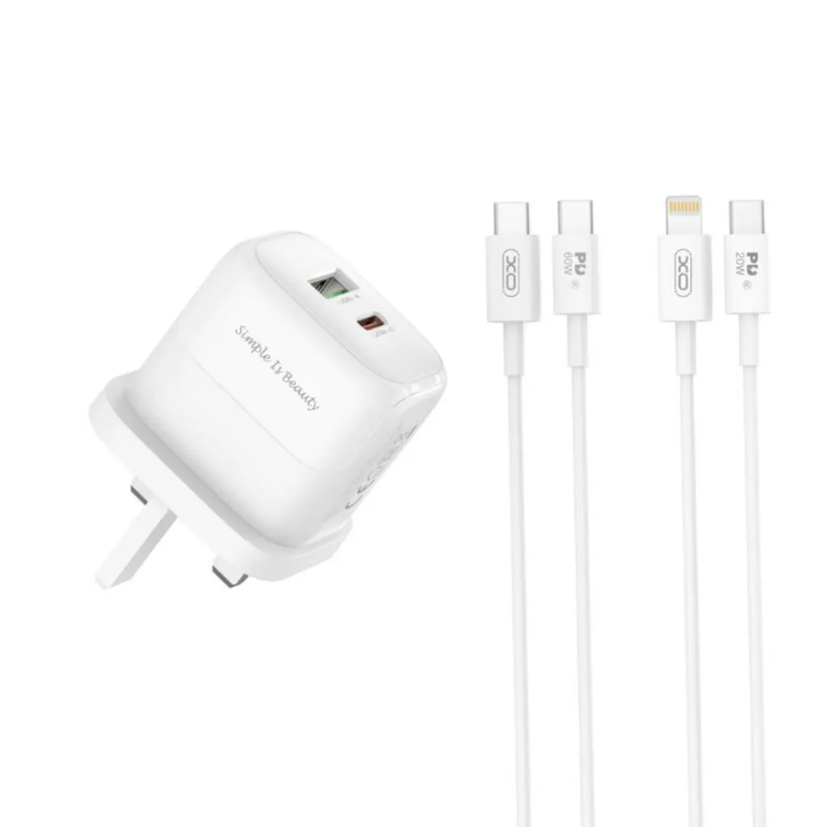 XO USB Fast Charger – USB A 18W + USB C 20W - Image 1
