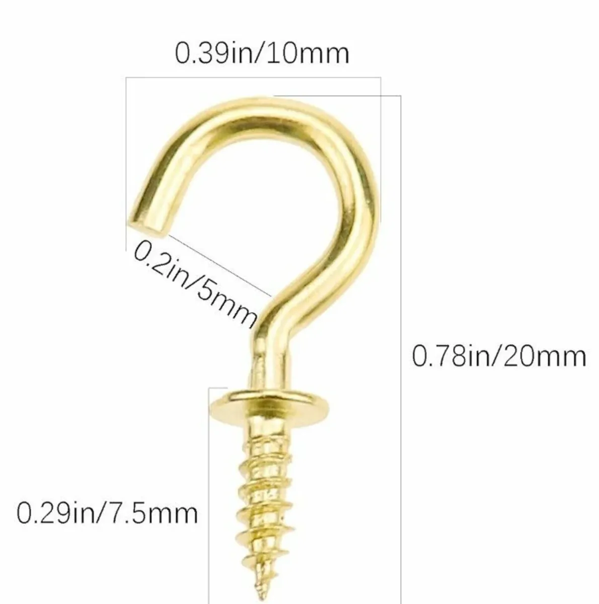 Small Brass Cup Hooks - Image 2