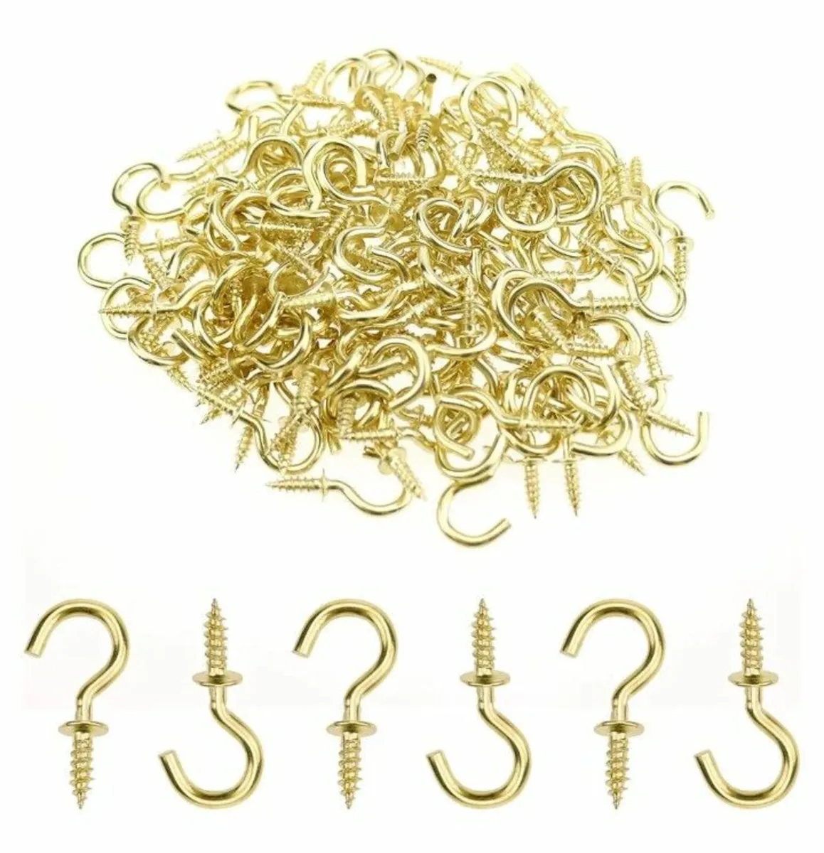 Small Brass Cup Hooks - Image 1