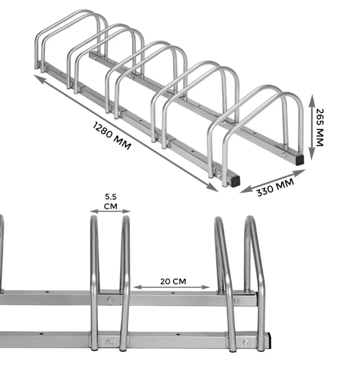 5 Bike Parking Stand Steel Bicycle Rack - Image 3