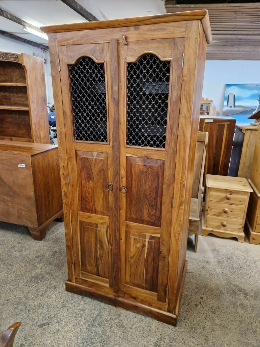 Vintage Indian rosewood larder, cupboard - Image 2