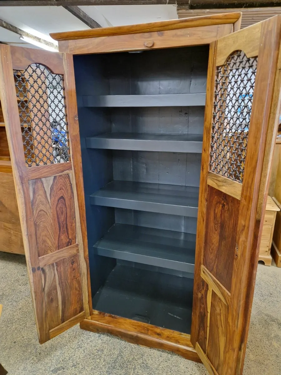 Vintage Indian rosewood larder, cupboard - Image 3