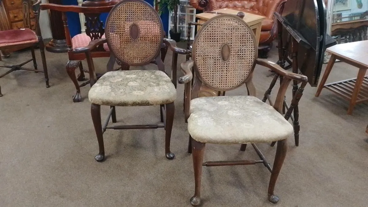 Pair Of Bergere Back Bedroom Chairs