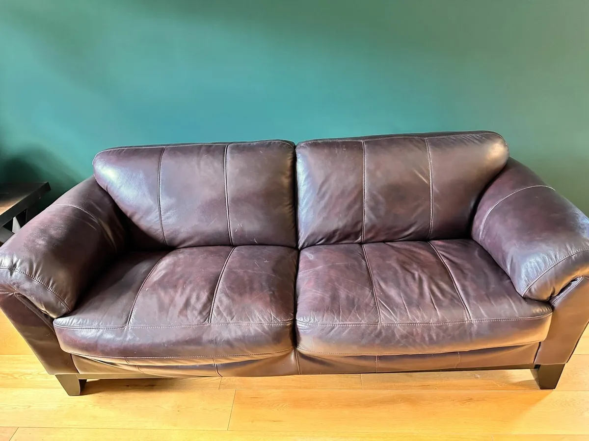 Two leather sofas (purple/brown) - Image 3