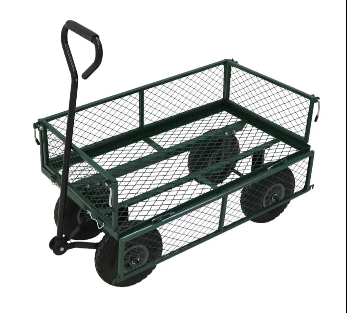 Heavy Duty Metal Green Garden Cart Utility Trolley - Image 1