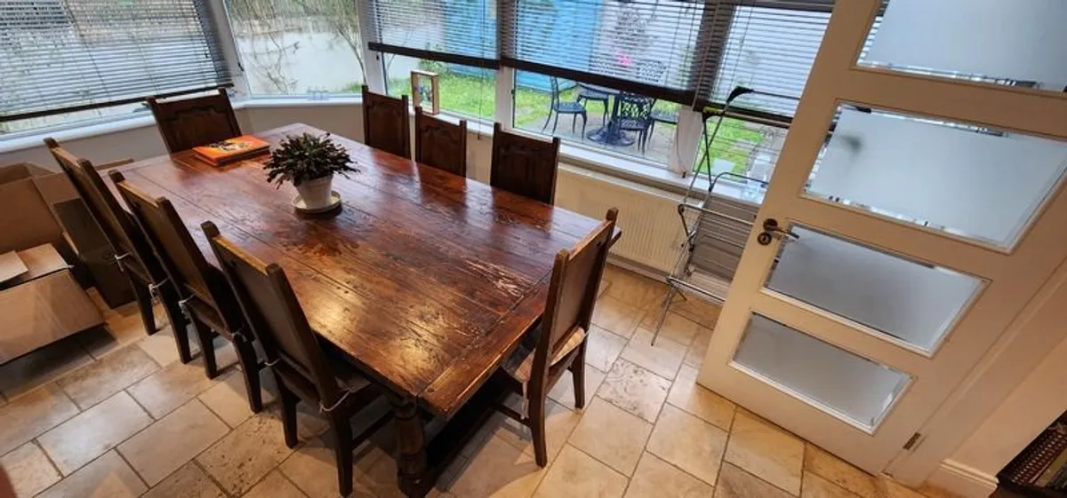 Dining table 8 seater & chairs - Image 1
