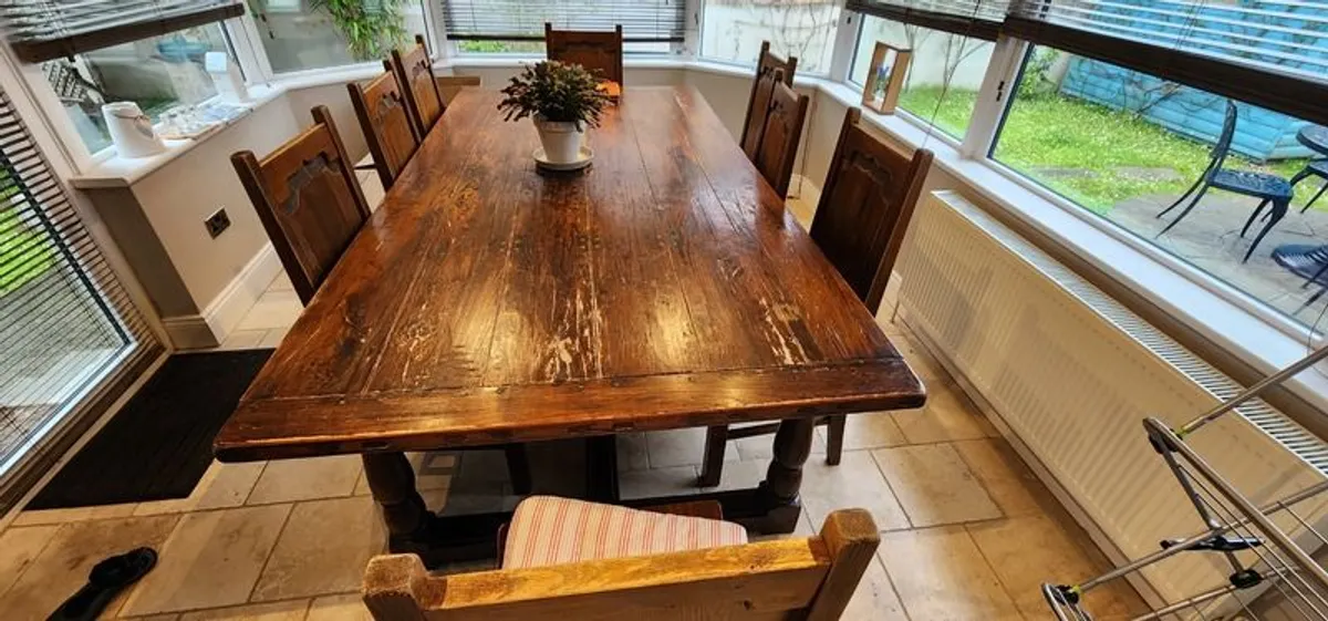 Dining table 8 seater & chairs - Image 3