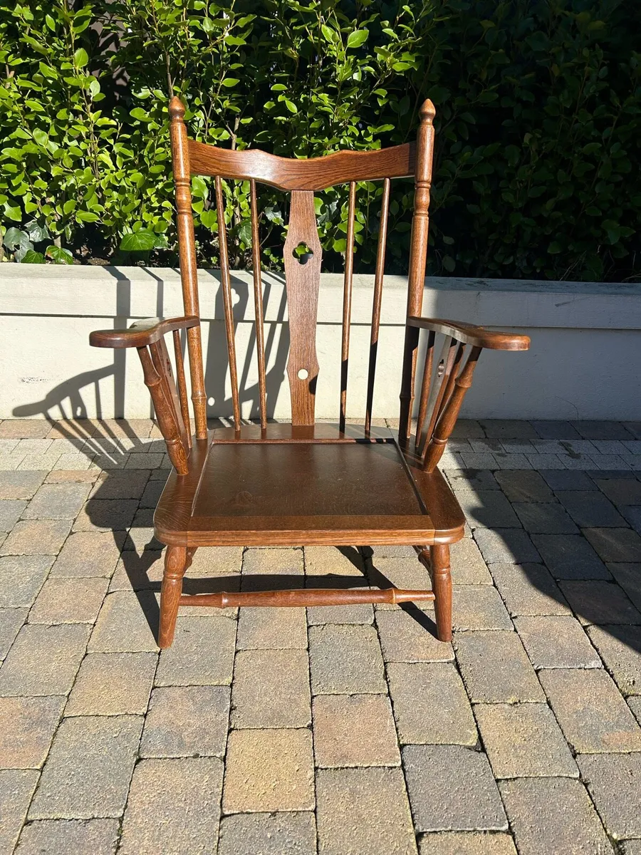 Antique gothic church lounge chair oak - Image 1