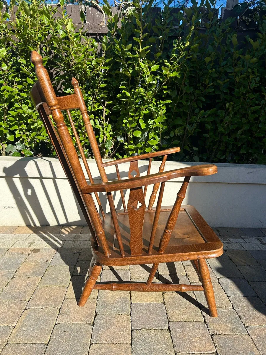 Antique gothic church lounge chair oak - Image 2