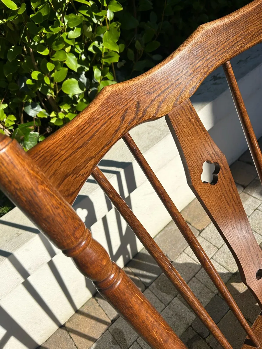 Antique gothic church lounge chair oak - Image 3