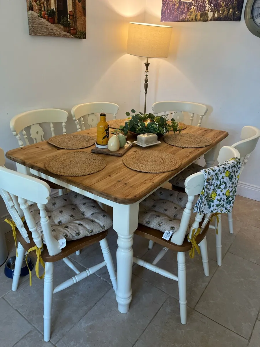 Farmhouse table and chairs - Image 1