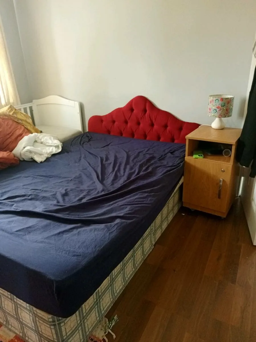 Double bed with mattress & side table