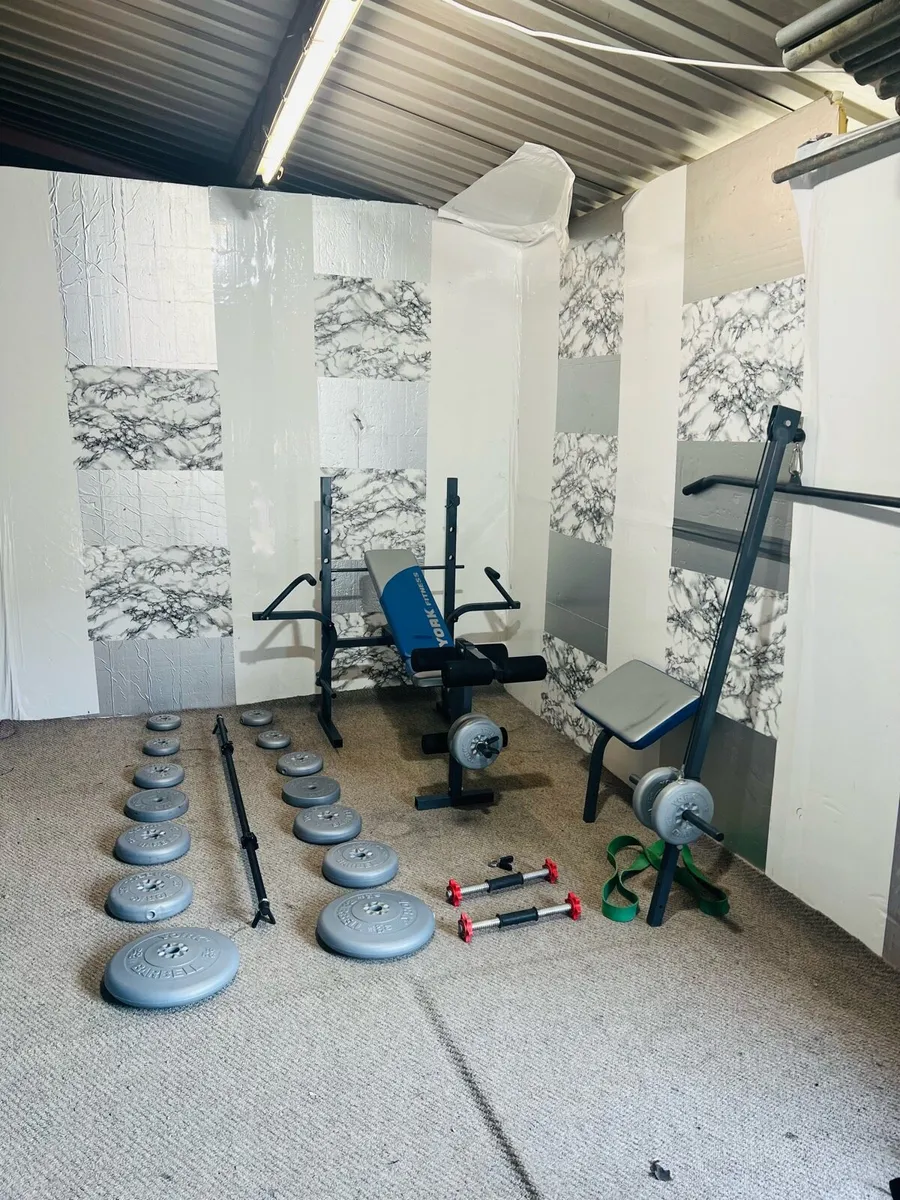 All in one gym set weights bar dumbbells - Image 1