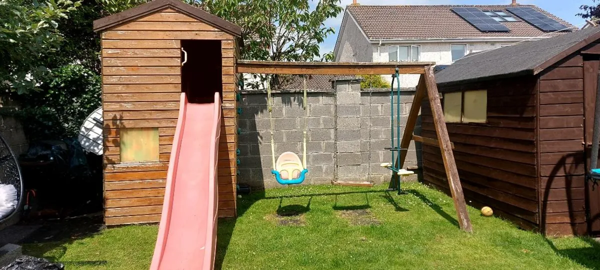 Swing set and slide wooden structure - Image 1