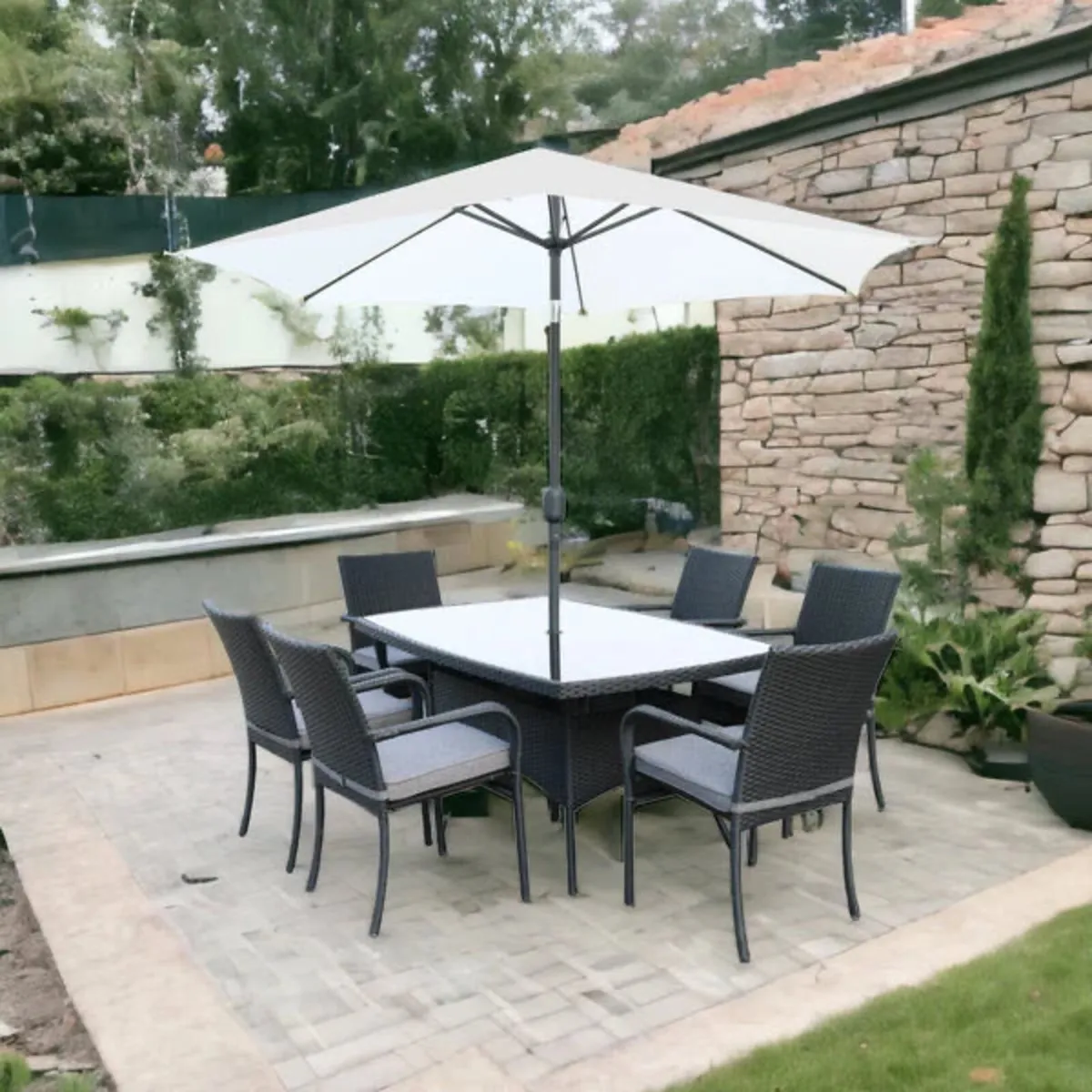 Euroactive Sienna 6 Seater Rectangular Rattan Furn - Image 2