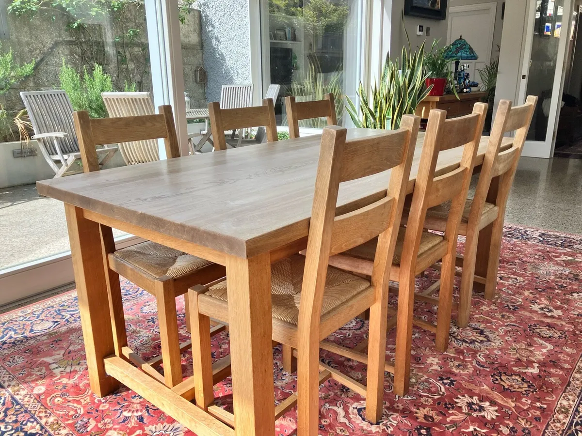 Laura Ashley Refectory Oak Table & Chairs - Image 1