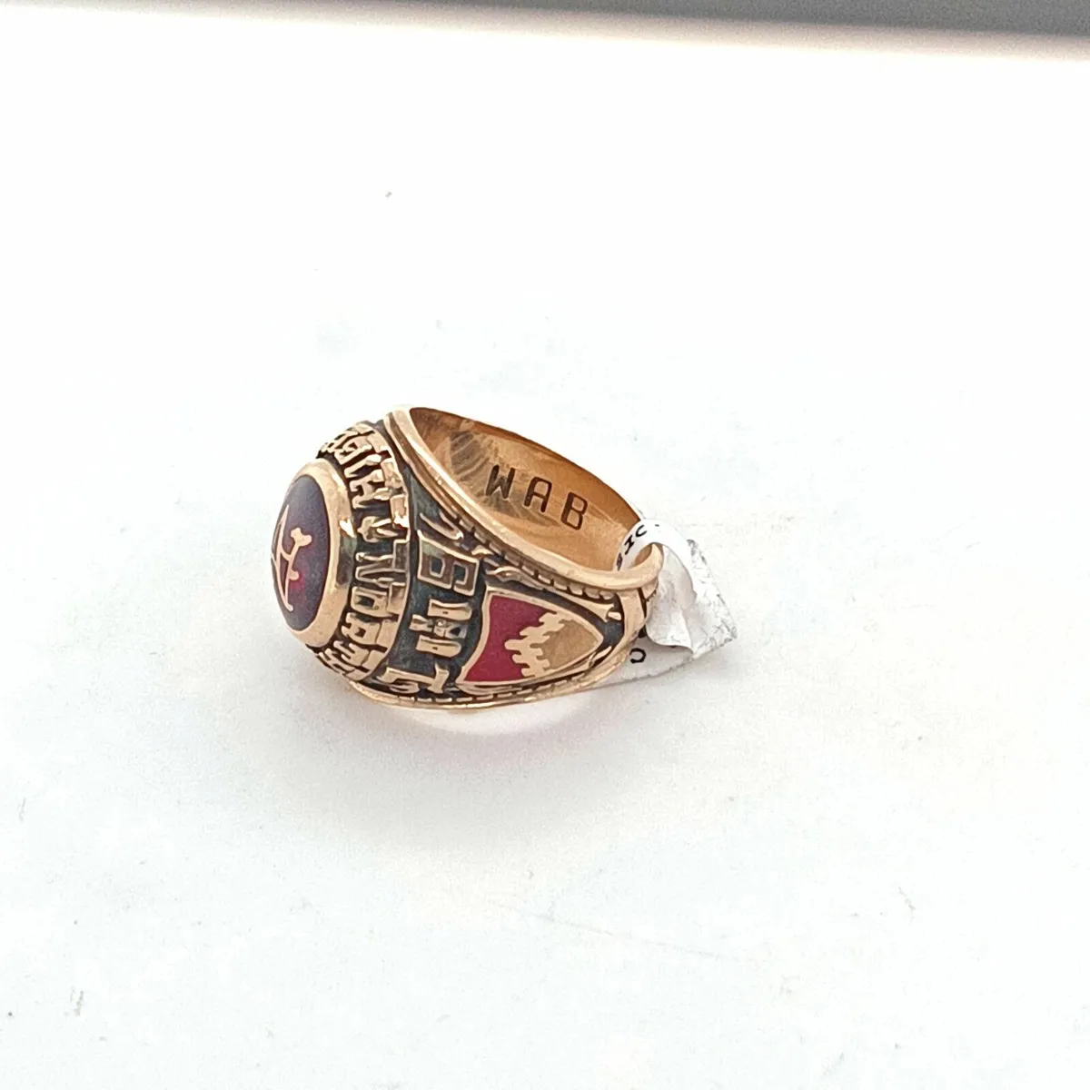 10k Gold Filled College Ring, Red Stone 1975 - Image 3