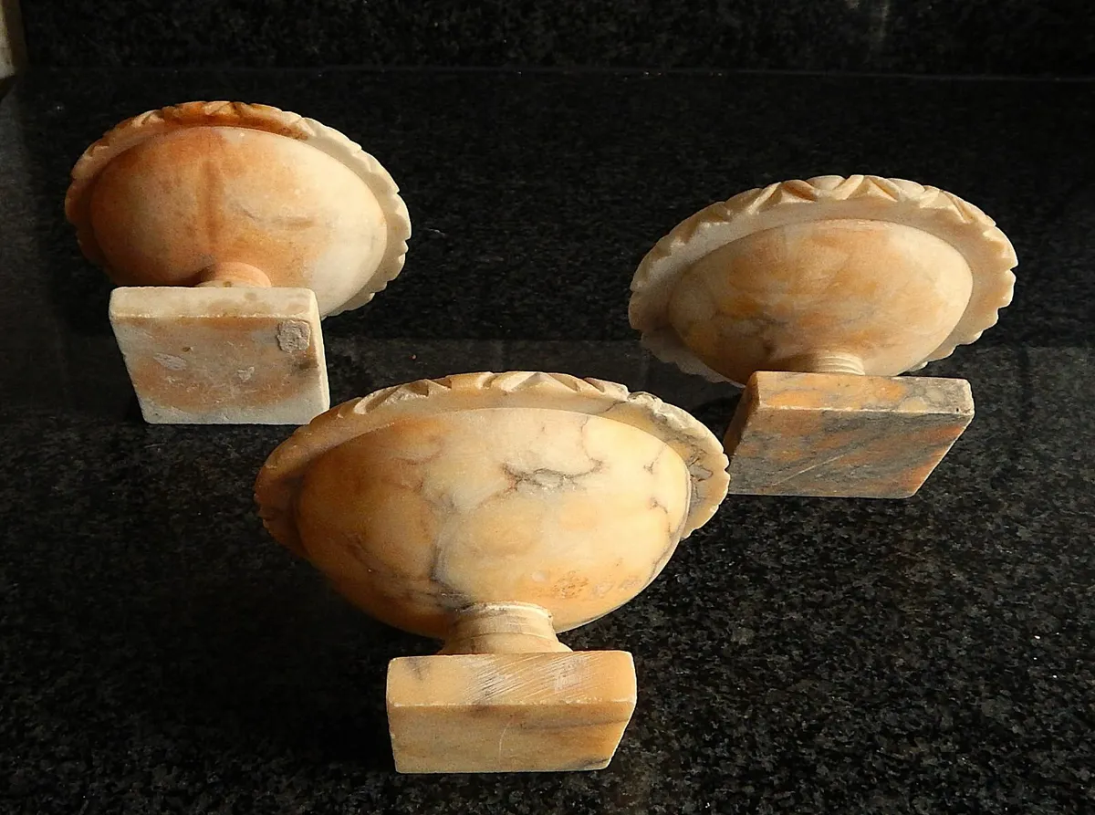 3 Small Vintage Alabaster Bird Baths - Image 4