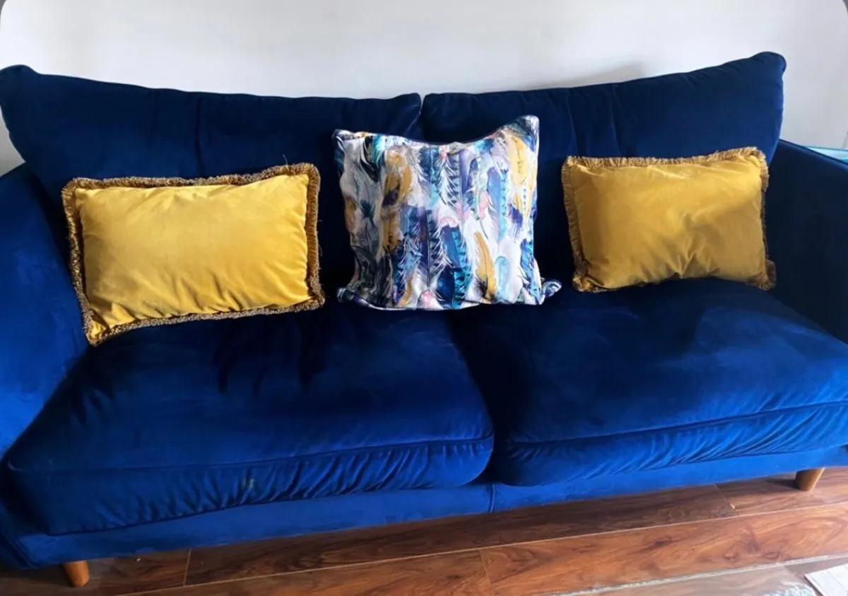 3-Seater Navy Blue Sofa – Excellent Condition. - Image 2