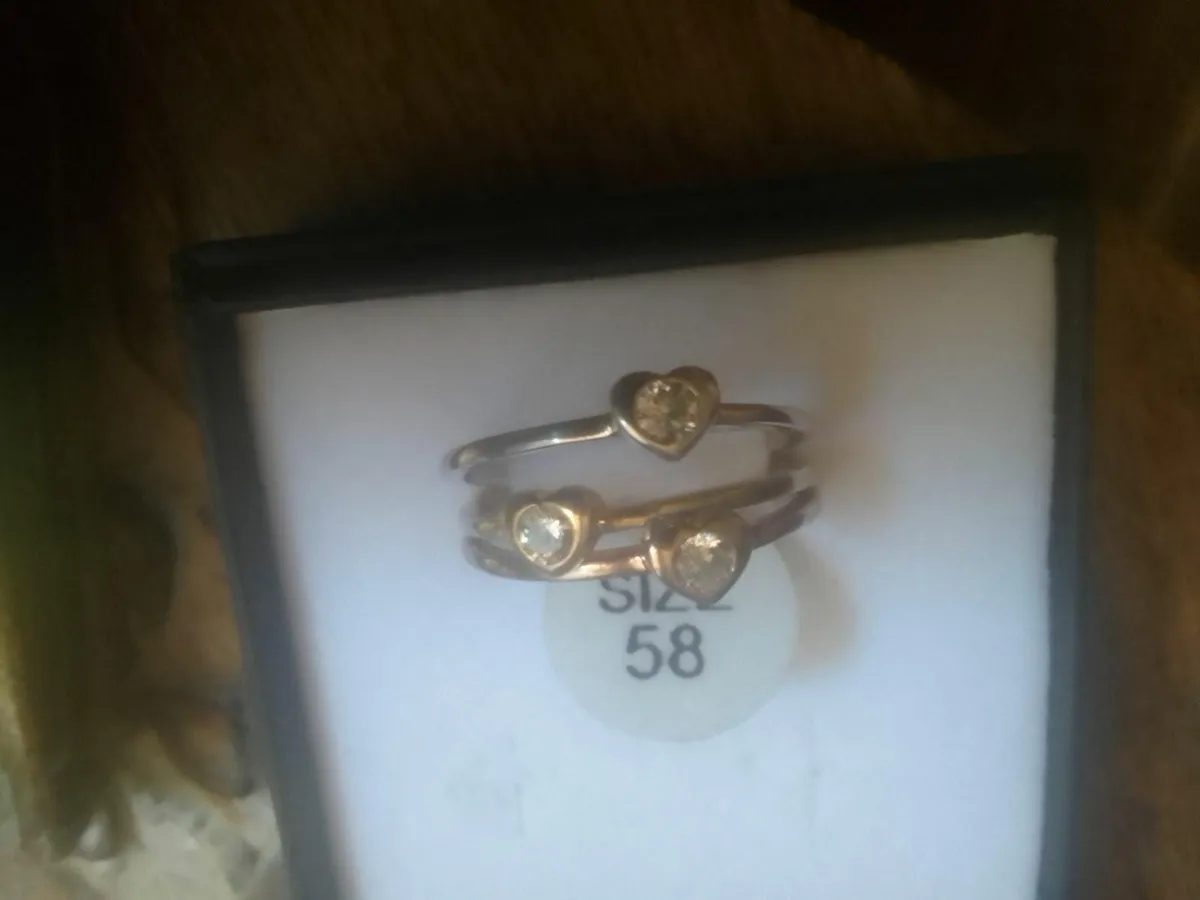 STERLING SILVER/GOLDTOPAZ  STACKER RINGS Q NEW - Image 1