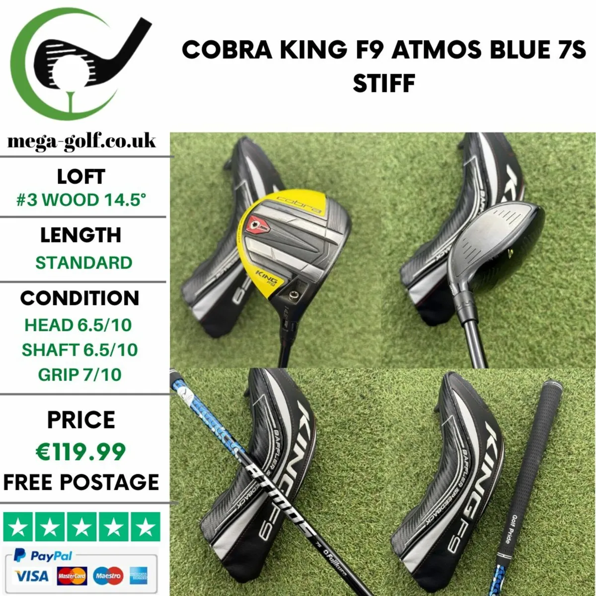 COBRA KING F9 #3 WOOD 14.5° / ATMOS BLUE 7S STIFF - Image 1