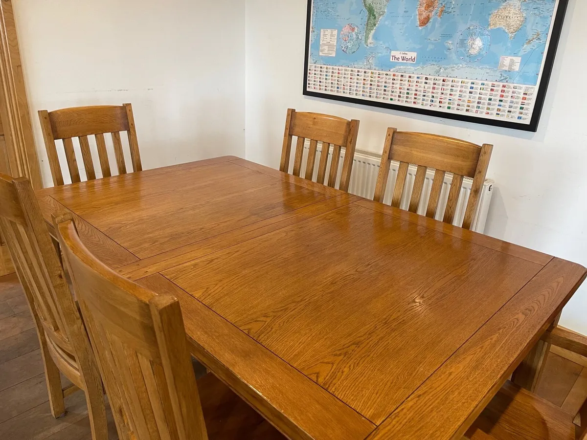Oak Dining Table and Chairs - Image 3