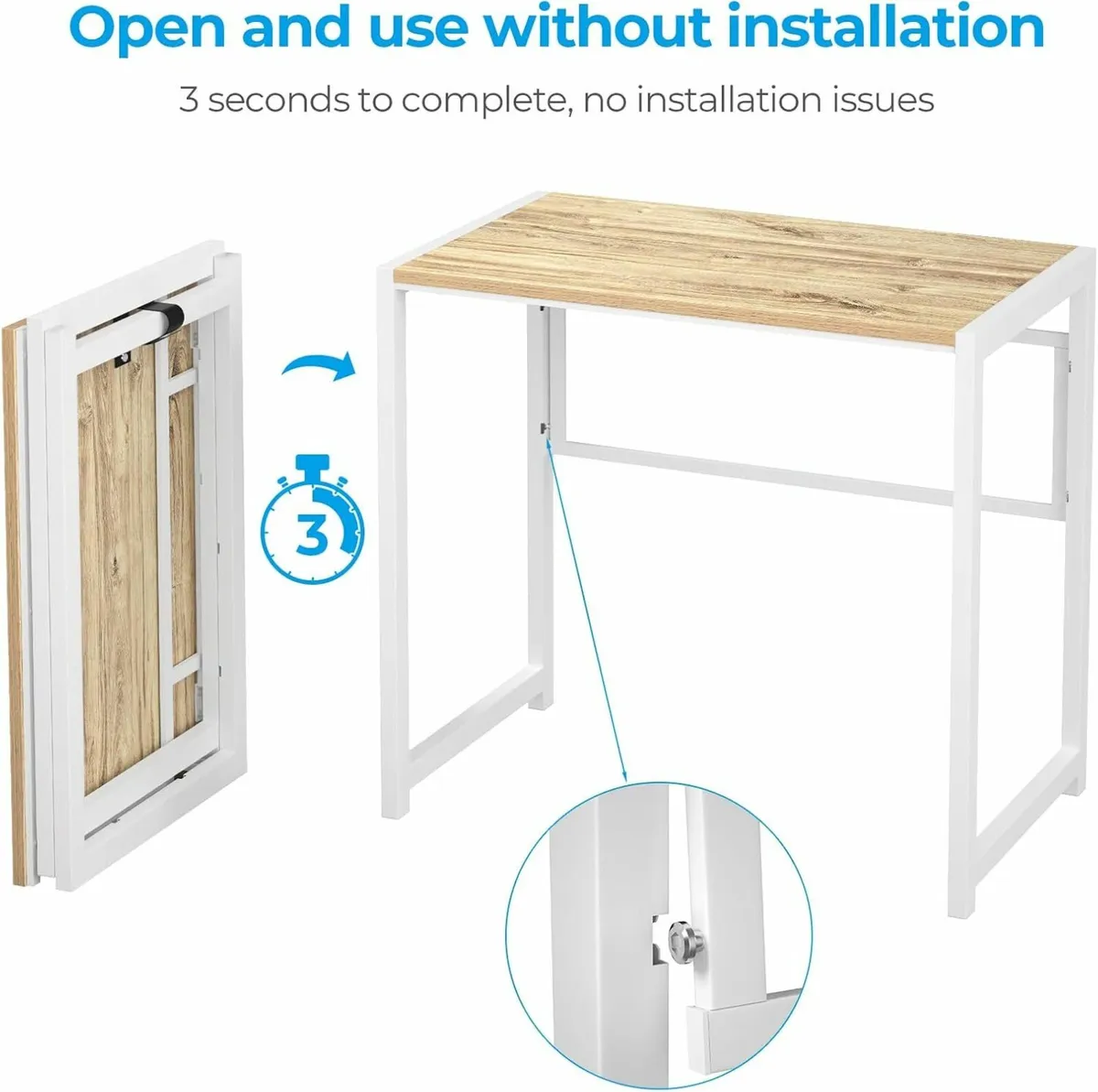 Small Foldable Desk No Assembly 80cm Office desk - Image 4