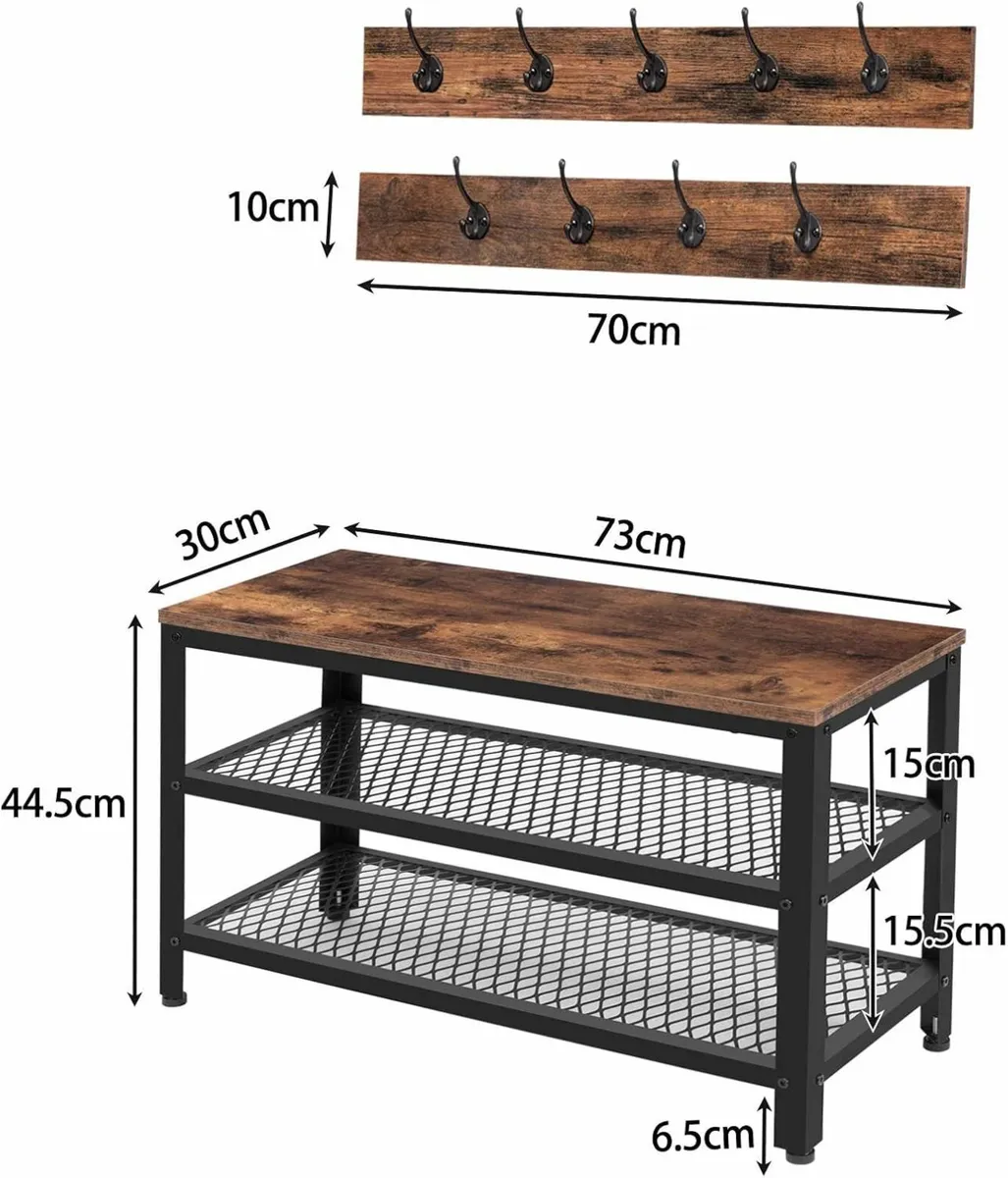 Coat Rack Shoe Bench Set Coat Stand Bench - Image 2