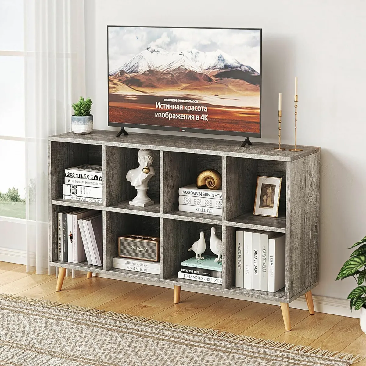 Bookshelf 2 Tier with Legs office 120cm TV stand - Image 1