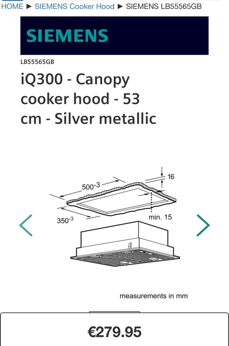 BRAND NEW SIEMENS CANOPY COOKER HOOD - Image 4