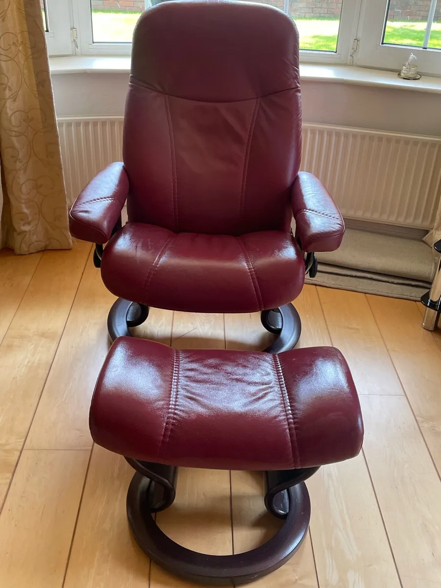 Ekornes Leather Stressless Chair & Footrest - Image 1