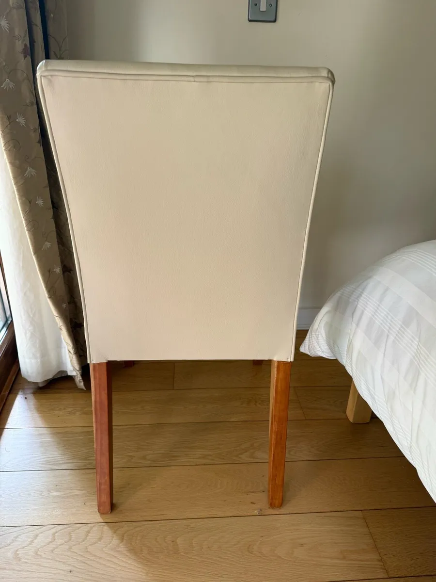 Single Cream Leather Chair - Image 2