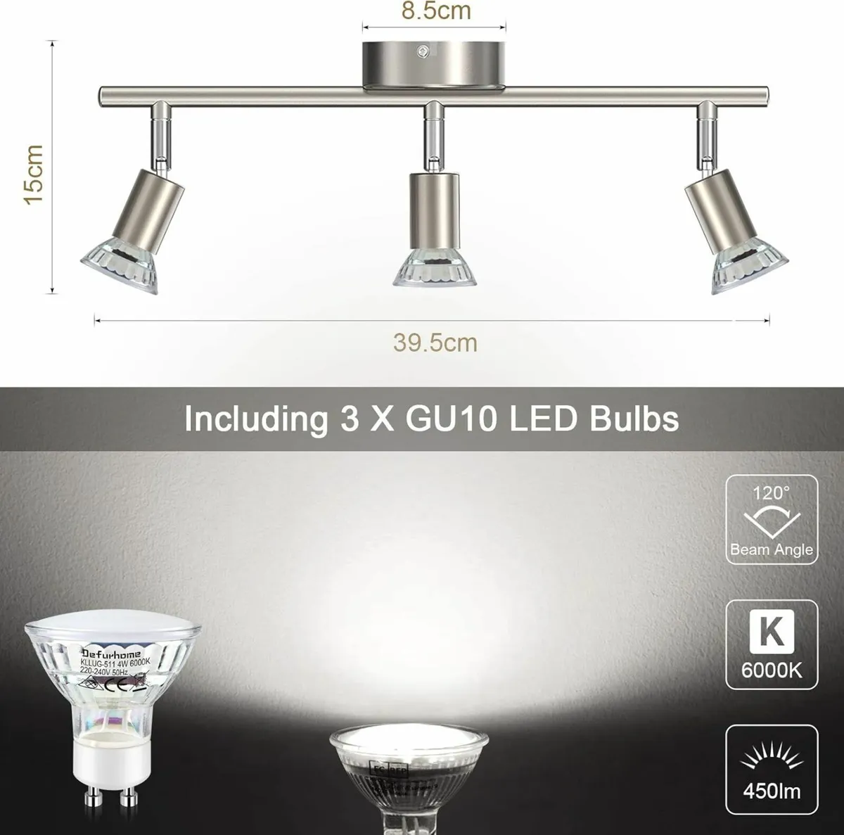 LED Ceiling Light Rotatable 3Way Modern Cool White - Image 2