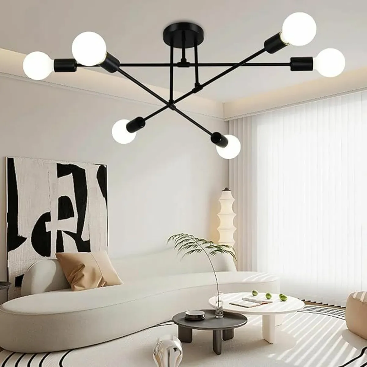 Chandelier Sputnik Ceiling Light, 6 Lights Black - Image 1