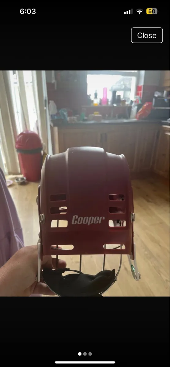 Maroon/Burgundy Cooper Sk100 helmet TOP PIECE - Image 1