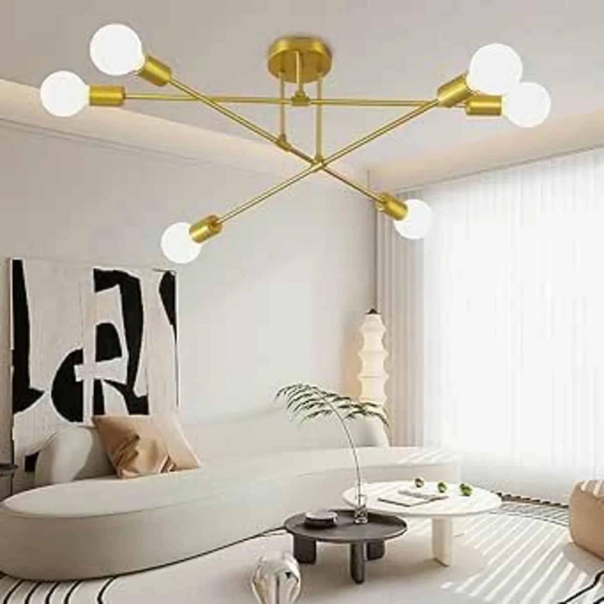 Modern Chandelier Ceiling Light 6 Lights Gold - Image 2