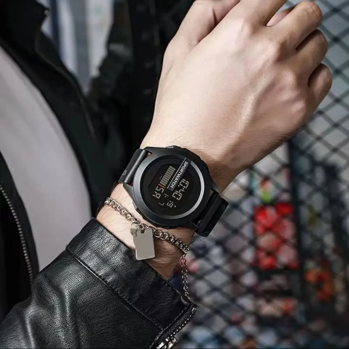 Men's Black Waterproof LED Digital Sports Watch - Image 2