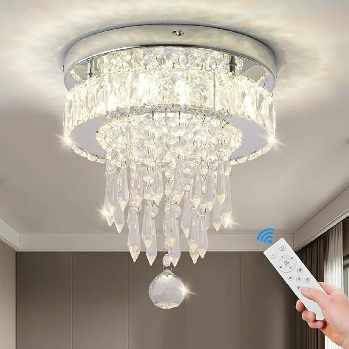 Modern Crystal Ceiling Chandeliers Dimmable LED - Image 1