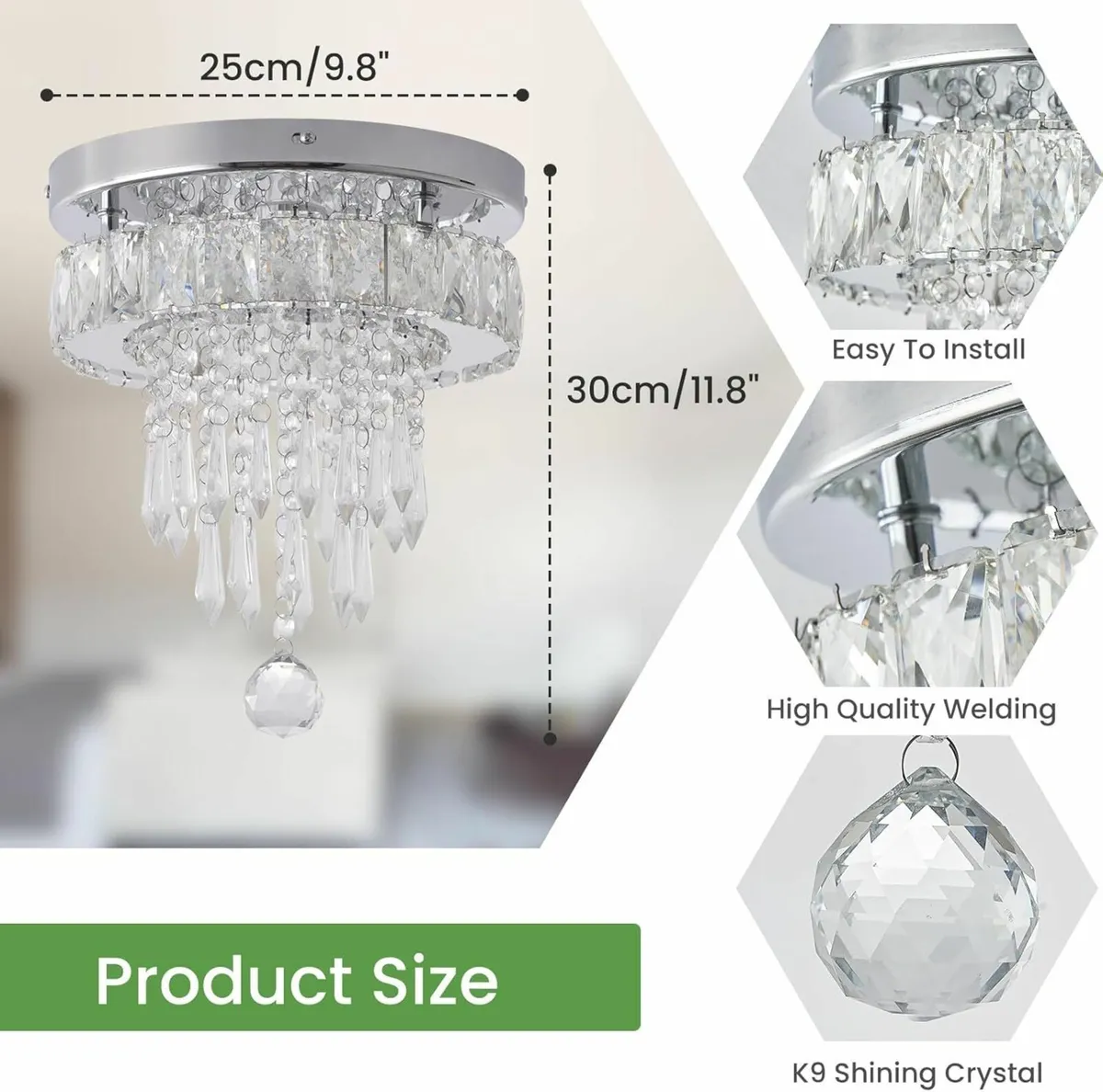 Modern Crystal Ceiling Chandeliers Dimmable LED - Image 3