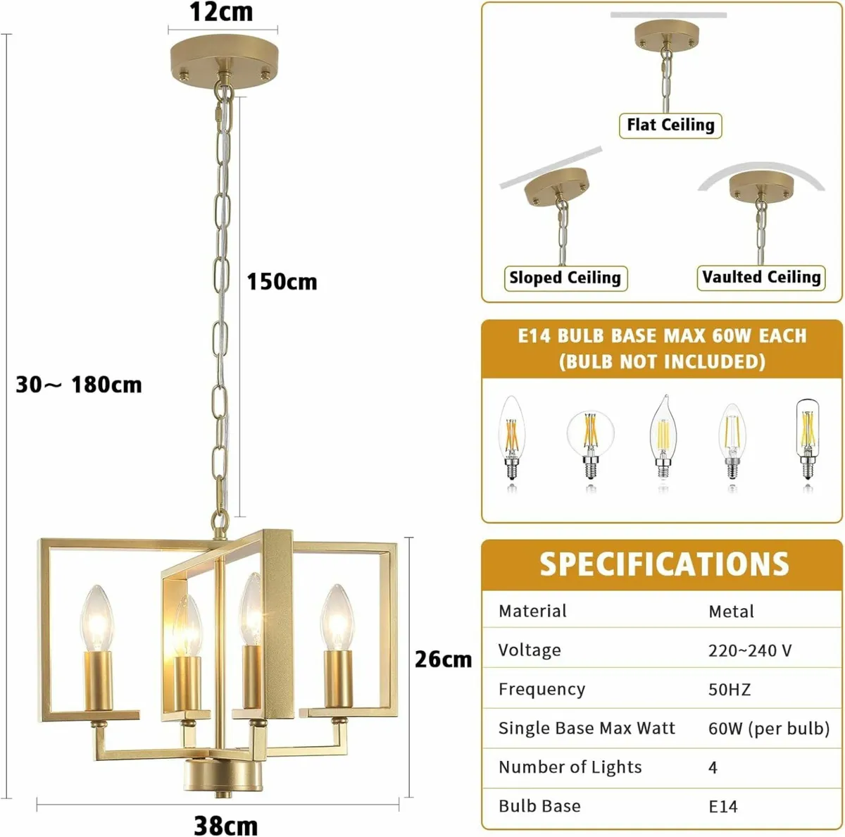Modern Chandeliers Ceiling Light Gold Living Room - Image 2