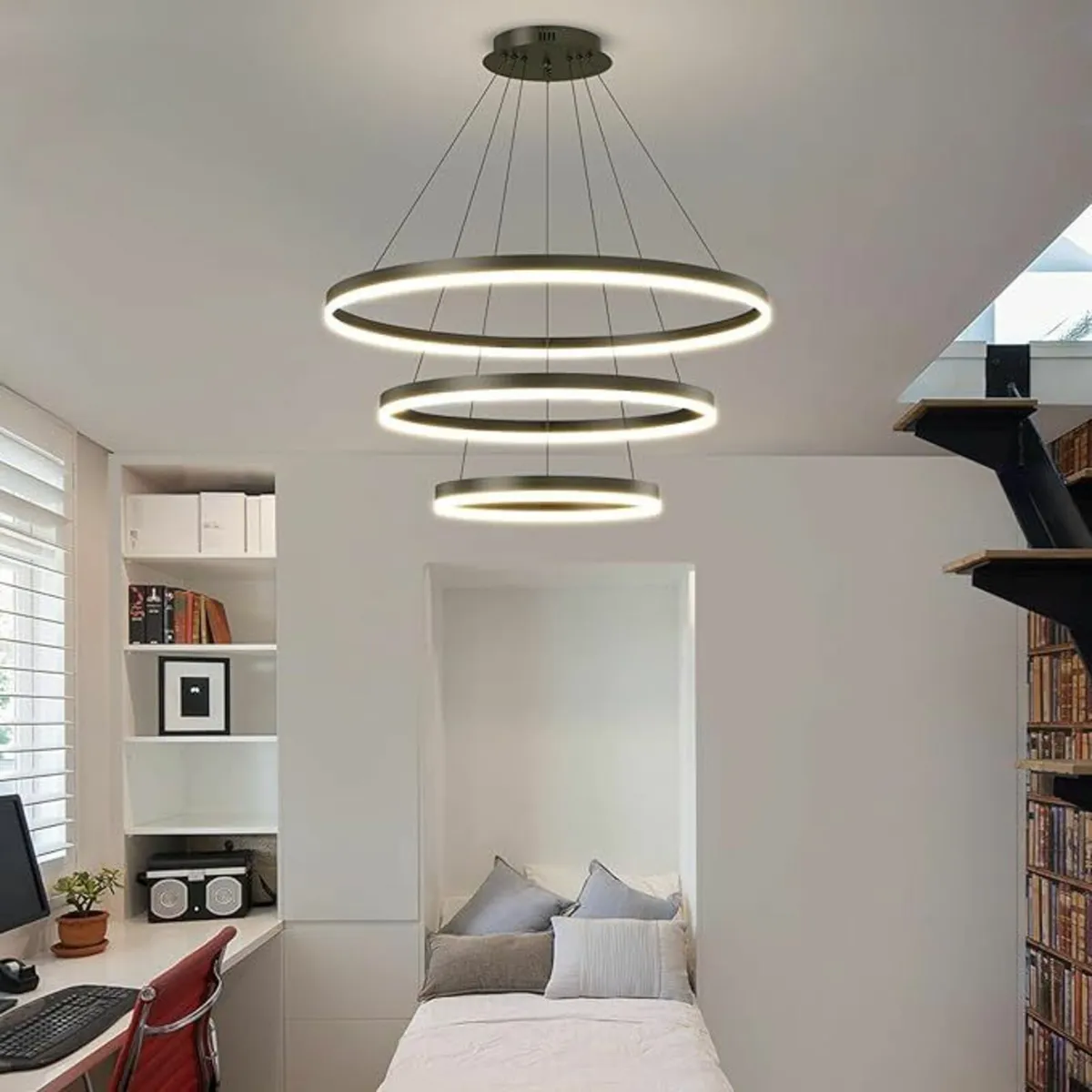 LED Modern Pendant Light Fixture 3 Ring Circular - Image 1