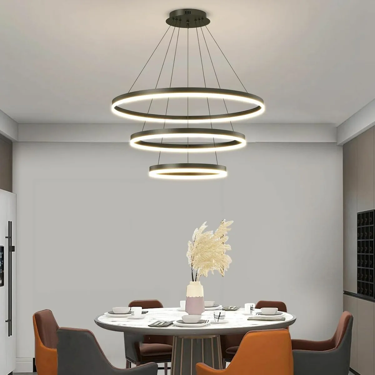 LED Modern Pendant Light Fixture 3 Ring Circular - Image 2